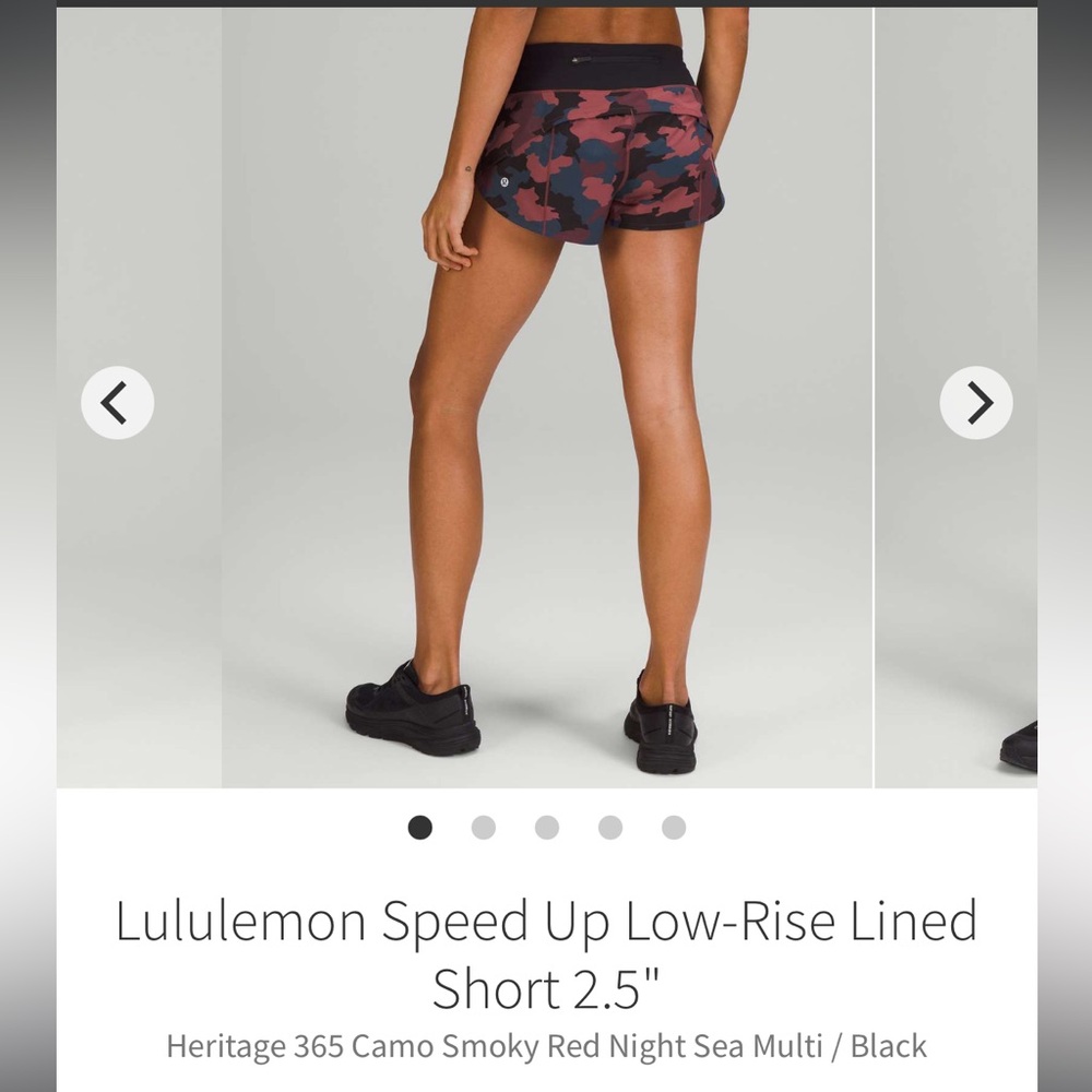 Lululemon Athletica Camo Low-Rise Shorts - Smoky Red and Black